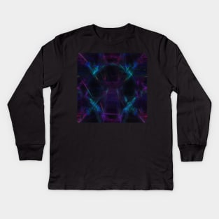 Neon Trippy EDM Festival Rave Pattern Kids Long Sleeve T-Shirt
